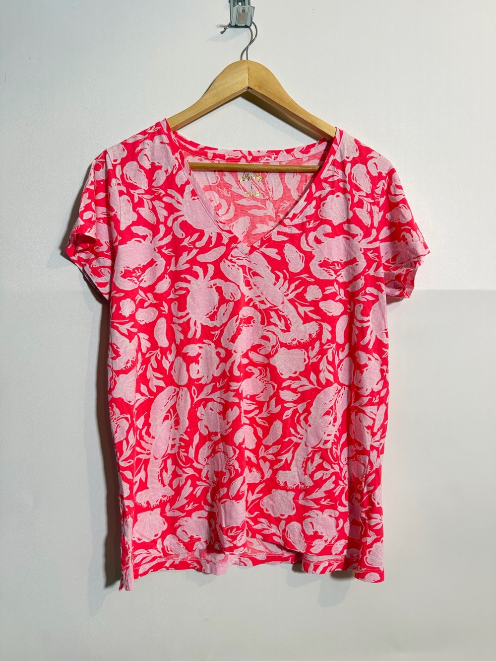 Lilly Pulitzer Meredith T-Shirt Women’s Large Cane Coral Tee Top